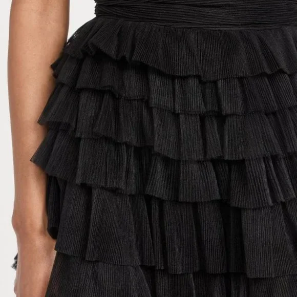 Endless Rose One Shoulder Tiered Tulle Mini Dress Black Size XS - Picture 6 of 6